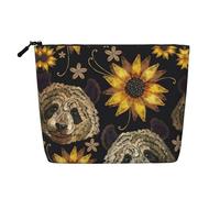 Cute Panda Sunflower Patterned Women's Cosmetic Bag, Single Layer Toiletry Bag, Suitable for Daily Storage, Travel, and Business Trips.
