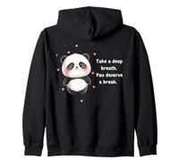 Cute Panda Take a Deep Breath You Deserve a Break Zip Hoodie