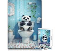 Cute Panda Toilet Adult Jigsaw1000 Pieces Educational Play with Challenge Special Heartfelt Present Option Size 50x75cm