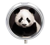 Cute Panda Travel Pill Box Case 3 Compartment Cute Pill Organizer Metal Pill Holder with Mirror Small Medicine Organizer Daily Pill Container for Purse Pocket Portable Meds Box