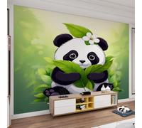 Cute Panda Wall Murals Jungle Animal Mural Green Nature-Themed Wallpaper Black and White Panda Mural Children's Bedroom Wallpaper for Bedroom Living Room 400 x 280 cm