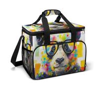 Cute Panda Wearing Glasses Camping Cooler Bag Insulated Beach Coolers Portable Leak Proof Bags with Shoulder Strap