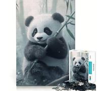 Cute Panda with Bamboo Shoot for Adults 1000 Piece Jigsaw Puzzle DownTime Game Indoor Play Fun Challenge Wall Accent (38x26cm)