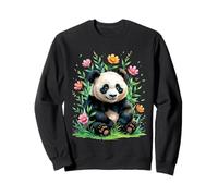 Cute Panda with Colorful Floral Surroundings Sweatshirt