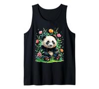 Cute Panda with Colorful Floral Surroundings Tank Top