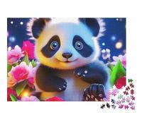 Cute Panda with Flowers 1000 Piece Jigsaw Puzzle for Adults 70x50cm/1000pcs