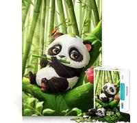 Cute Panda with Flute in Bamboo Forest Jigsaw Puzzle 1000 Piece for Adults Tension Relief FreeTime Game Playful Challenge (38x26cm)