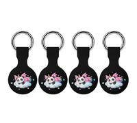 Cute Panda With Rainbow Wings Compatible with Airtag Locator Silicone Protective Case with Keychain 4PCS