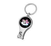 Cute Panda with Rainbow Wings Nail Clipper Portable Metal Fingernail and Toenail Clippers Cutters with Bottle Opener Keychain