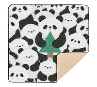 Cute Pandas Christmas Tree Cute Foldable Baby Activity Play Mat for Floor Waterproof Tummy Time Activity Mat for Baby Kids Toddlers Infants, 50'' x 50''