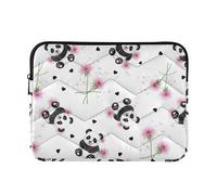 Cute Pandas Light Pink Floral Laptop Sleeves Padded Protector Laptop Cases Funky Carrying Computer Cover Bag for Computer Air 13.3 Inch Case Universal Large