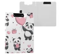 Cute Pandas Love Hearts White Folding Clipboards Horizontal and Vertical Double Clips Clip Board with Cover Clipfolio Medical Contractor