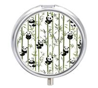 Cute Pandas Mini Pill Box Portable Vitamins Organizer 3 Compartment Pills Case for Pocket Purse