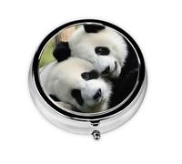 Cute Pandas This Small, Round Pill Box is a Portable Travel Medicine Organizer with Three compartments for Storing Daily medications.