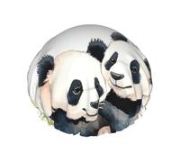 Cute Pandas Tree Waterproof Reusable Shower Cap For Women - Elastic Hair Cover For Bath, Spa, Travel & Daily Use