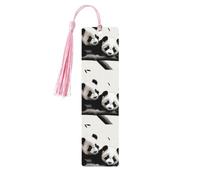 Cute Pandas Wooden Bookmark for Men Women, Handmade Wood Bookmark Craft with Tassel Pendant Unfinished Wood Tag Book Mark Gifts Bookmarks Hanging Labels for Book Lovers