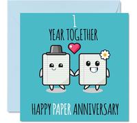 Cute Paper Anniversary Card for Boyfriend Girlfriend - 1 Year Together - Happy 1st Wedding Anniversary Cards for Women Men, 145mm Greeting Cards Anniversaries