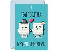 Cute Paper Anniversary Card for Boyfriend Girlfriend - 1 Year Together - Happy 1st Wedding Anniversary Cards for Women Men, A5 Greeting Cards Anniversaries