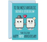 Cute Paper Anniversary Card for Brother & Sister In Law - 1 Year Together - Happy 1st Wedding Anniversary Cards for Sister In Law Brother, A5 Greeting Cards Anniversaries