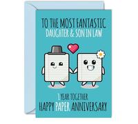 Cute Paper Anniversary Card for Daughter & Son In Law - 1 Year Together - Happy 1st Wedding Anniversary Cards for Son In Law Daughter, A5 Greeting Cards Anniversaries