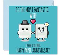 Cute Paper Anniversary Card for Wife - 1 Year Together - Happy 1st Wedding Anniversary Cards for Wife from Husband, 145mm Greeting Cards Anniversaries