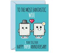 Cute Paper Anniversary Card for Wife - 1 Year Together - Happy 1st Wedding Anniversary Cards for Wife from Husband, A5 Greeting Cards Anniversaries