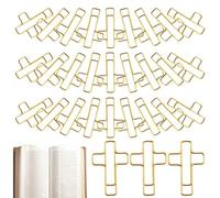 Cute Paper Clips - 100 Piece Gold Metal Cross Shape Portable | Document Clamps Decorative Bookmark Organizer Fastener Set for Office, Home, Classroom, Paper or Management Use
