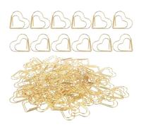 Cute Paper Clips - 100 Piece Heart Shape Gold Metal Paper Clips for Document Organization, Small Clamps for Scrapbooking Notes Cards Photos and Office Supplies