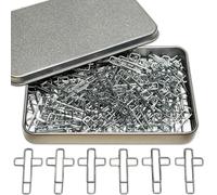 Cute Paper Clips, 100PCS Cross Shaped Paper Clips Bookmarks Bible Study Supplies, Assorted Colors, Christian Journaling Supplies for Women Men Christian, Sliver