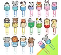 Cute Paper Clips, 18Pcs Cute Pocket Animals Bookmark Paperclips Bulk Metal Fun Pet Planner Clip Charms Clamp Desk Accessories Stationery Colorful Office Supplies Gifts for Student Teacher Party Decor