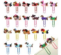 Cute Paper Clips, 20Pcs Cute Pet Dog Bookmark Paperclips Bulk Metal Fun Dachshund Planner Clip Charms Clamp Desk Accessories Stationery Colorful Office Supplies Gifts for Student Teacher Party Decor