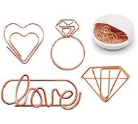 Cute Paper Clips, Love Heart Diamond Ring Shape Assorted Small Paperclips - Funny Bookmark Marking Clips for Office School Wedding Party Invitation Valentine Decoration - Planner Paperclips (20 pcs)