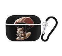 Cute Parachute Squirrel Cute Earbuds Case Compatible with Airpods Pro Wireless Headphones Cover with Carabiner