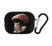 Cute Parachute Squirrel Cute Earbuds Case Compatible with Airpods Pro Wireless Headphones Cover with Carabiner