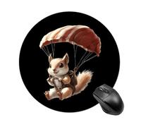 Cute Parachute Squirrel Trendy Round Mouse Pad Non Slip Waterproof Mousepad Desk Mat for Office Gaming