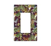 Cute Parrot Baboon Leopard Zebra Wall Plate Covers, 1- Gang Wall Plates Standard Size 4.4" x 2.7", Decorative Light Switch Cover Plate Outlet Covers, Polycarbonate Thermoplastic