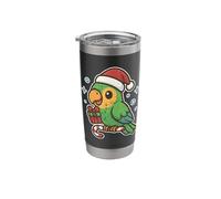 Cute Parrot on Candy Cane with Santa Hat Stainless Steel Insulated Tumbler