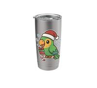 Cute Parrot on Candy Cane with Santa Hat Stainless Steel Insulated Tumbler