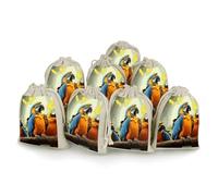 Cute Parrots Bunches Pocket Cotton And Hemp with Drawstring 8 Pieces Reusable Gift Bags Jewelry Pouch for Wedding DIY Craft Party (4.9 X 6.7 Inch)