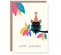 Cute Party Bat Birthday Card for Boy Girl Kids Blank Inside