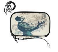 cute passport holder for travel Black White Skeleton Musicians Surreal