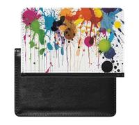Cute Passport Holder for Travel,Personalized Multi-Functional Passport Cover with Card Slots,Slim Abstract Paint Splashes Printed Passport Wallet for Women Men