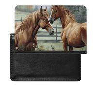 Cute Passport Holder for Travel,Personalized Multi-Functional Passport Cover with Card Slots,Slim Animals Embroidery Horses Printed Passport Wallet for Women Men