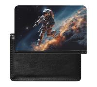 Cute Passport Holder for Travel,Personalized Multi-Functional Passport Cover with Card Slots,Slim Astronaut Flying in Space Printed Passport Wallet for Women Men