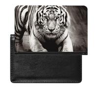 Cute Passport Holder for Travel,Personalized Multi-Functional Passport Cover with Card Slots,Slim Black And White Tiger Printed Passport Wallet for Women Men