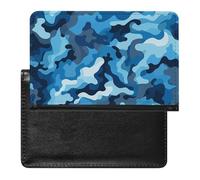 Cute Passport Holder for Travel,Personalized Multi-Functional Passport Cover with Card Slots,Slim Blue Camouflage Pattern Printed Passport Wallet for Women Men