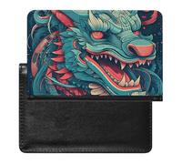 Cute Passport Holder for Travel,Personalized Multi-Functional Passport Cover with Card Slots,Slim Cartoon Dragon Head Printed Passport Wallet for Women Men