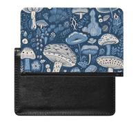 Cute Passport Holder for Travel,Personalized Multi-Functional Passport Cover with Card Slots,Slim Cartoon Blue Mushroom Printed Passport Wallet for Women Men