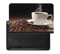 Cute Passport Holder for Travel,Personalized Multi-Functional Passport Cover with Card Slots,Slim Coffee Cup And Coffee Beans Printed Passport Wallet for Women Men