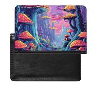 Cute Passport Holder for Travel,Personalized Multi-Functional Passport Cover with Card Slots,Slim Colorful Mushroom Image Printed Passport Wallet for Women Men